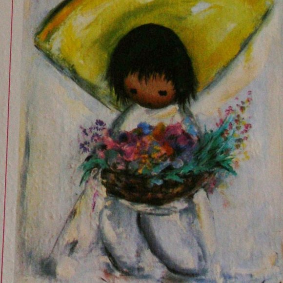Flower Boy Ted DeGrazia Vintage 1976 Christmas Card With Envelope New Unused Art - Picture 8 of 11